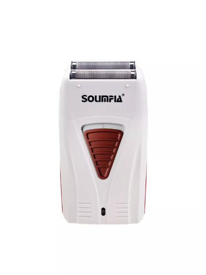 White portable electric foil shaver by Trendsi with compact design, perfect for easy grooming on the go.