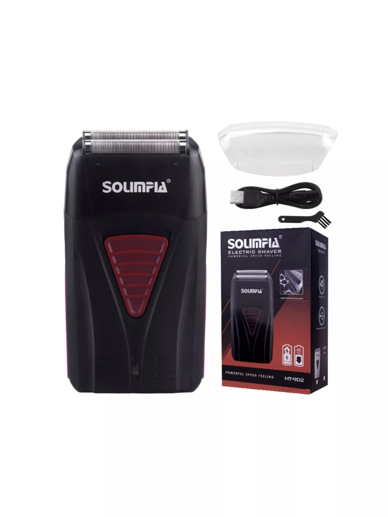 White portable electric foil shaver by Trendsi with a compact design and rechargeable battery for easy grooming.