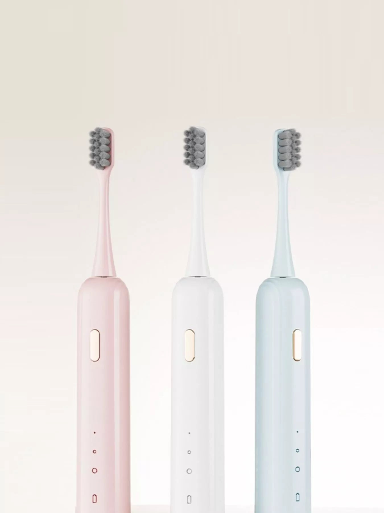 White portable electric toothbrush by Trendsi with a compact design and rechargeable handle for travel use.