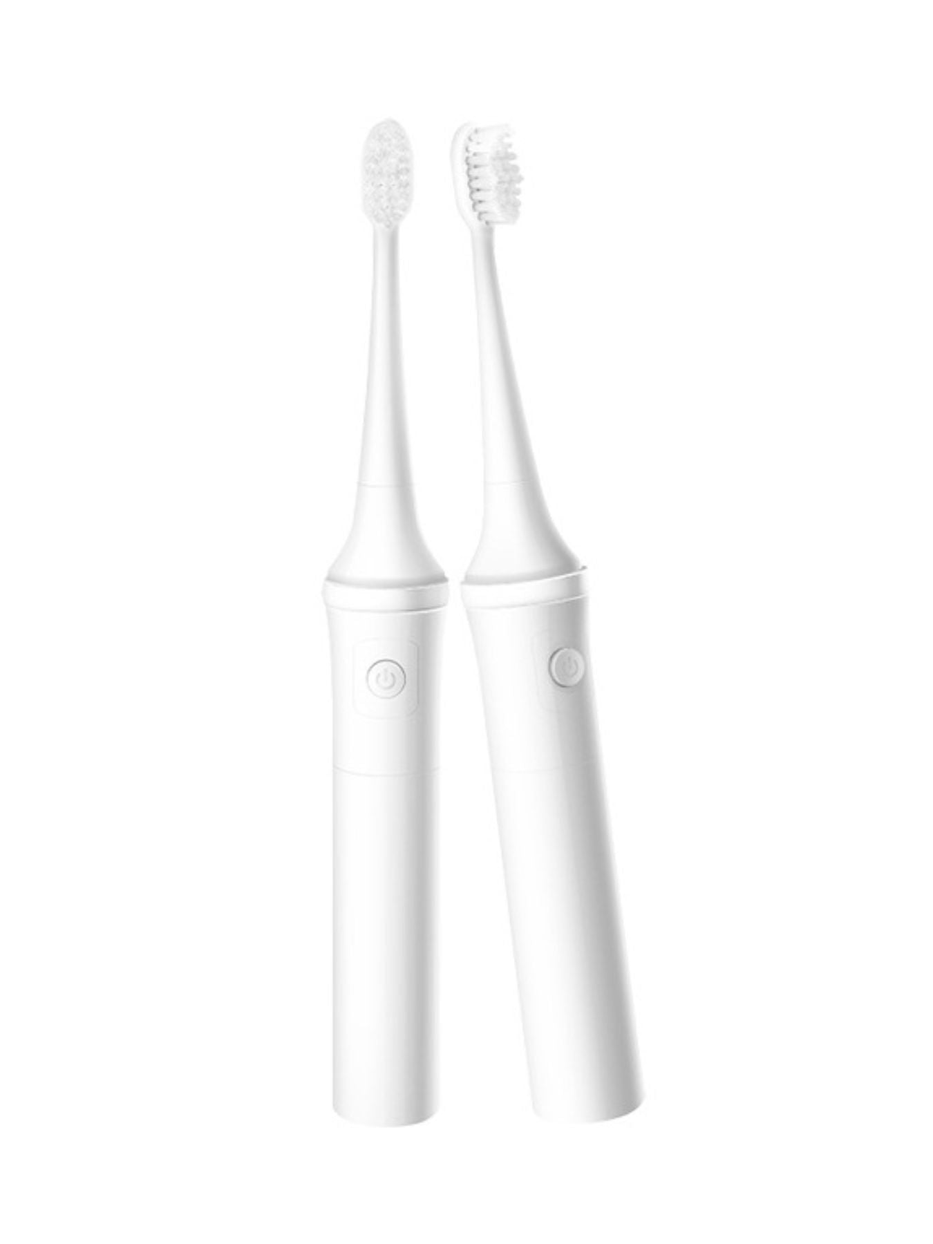 White portable electric toothbrush by Trendsi with compact design and ergonomic handle for easy use and travel convenience.