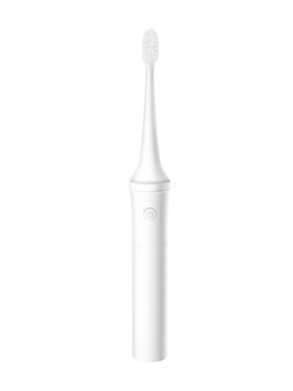 White portable electric toothbrush by Trendsi with compact design and charging base, ideal for travel and everyday use.