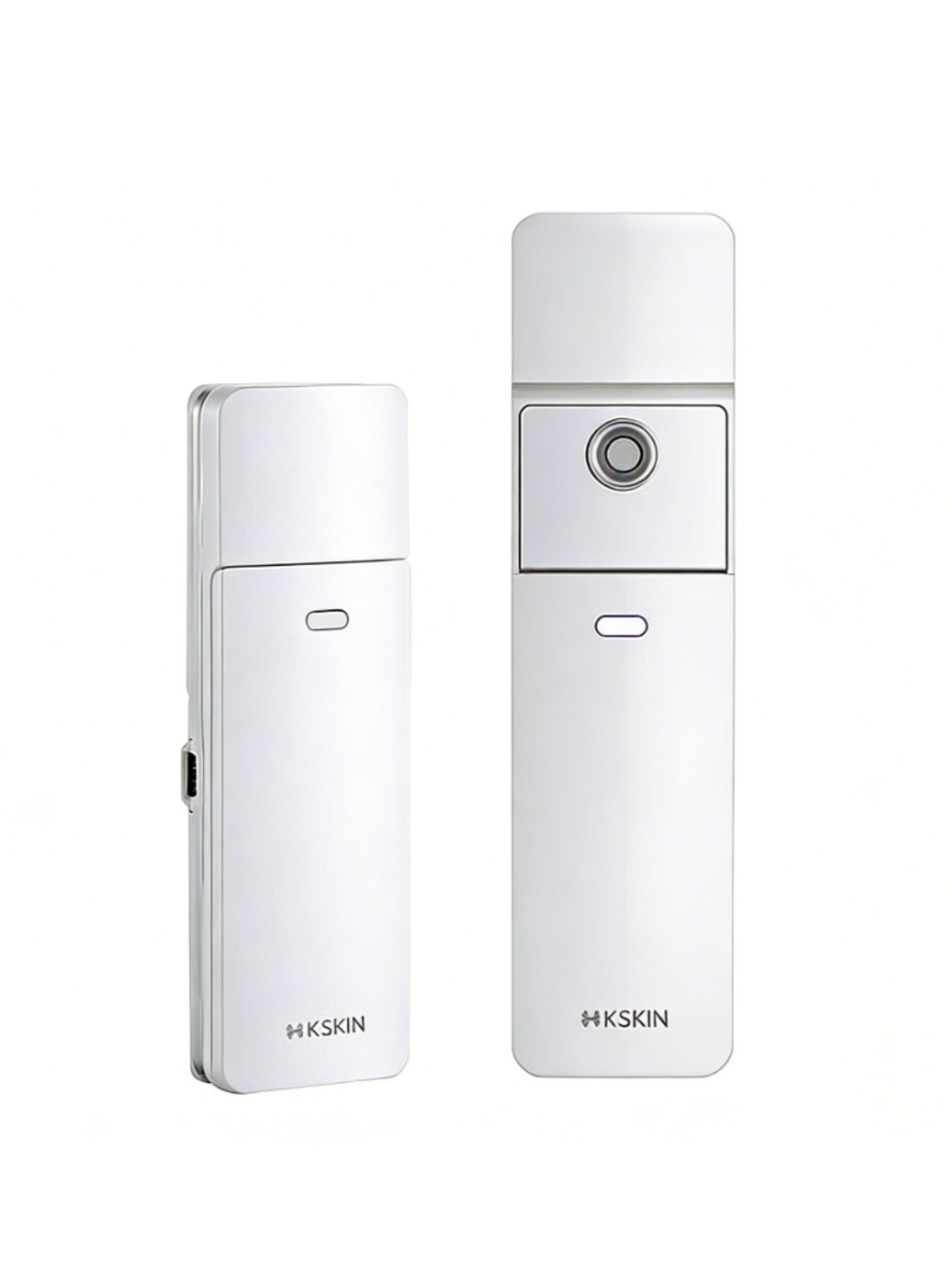 White portable facial mister beauty device by Trendsi, compact skincare tool with spray nozzle for refreshing skin.