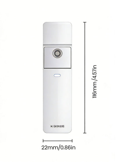 White portable facial mister beauty device by Trendsi, compact skincare tool with spray nozzle for refreshing skin.
