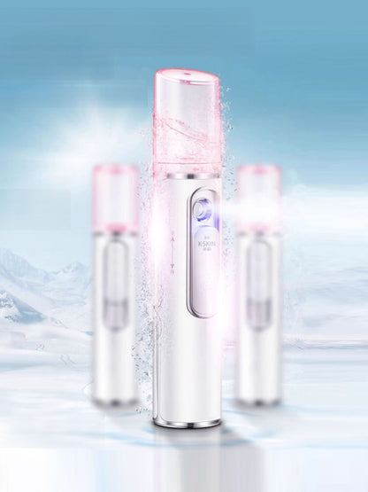 White portable facial mister nano sprayer by Trendsi, compact skincare device with fine mist spray for hydration.