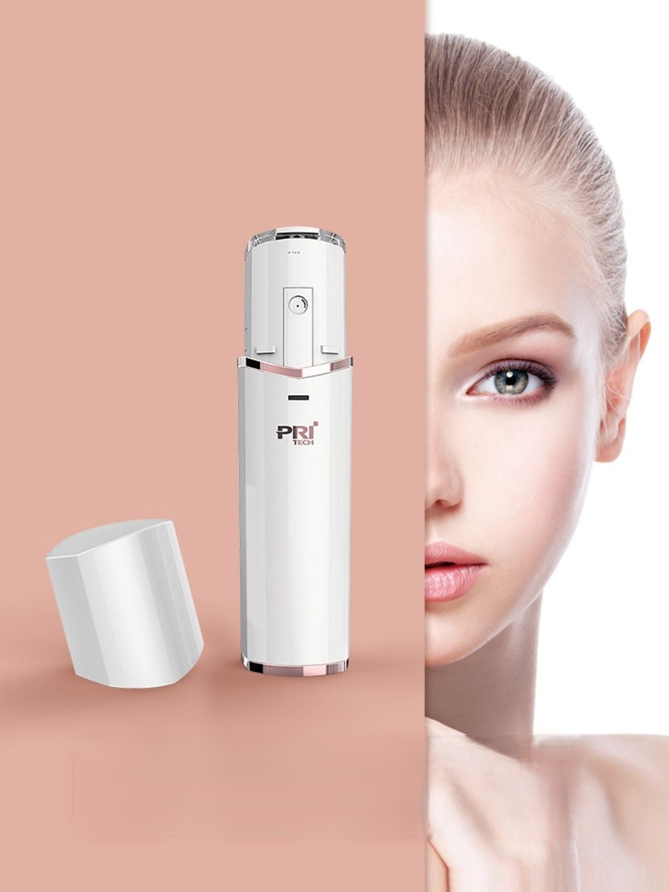 White portable facial steamer beauty device by Trendsi, compact design for facial skincare and hydration.
