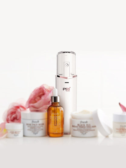 White portable facial steamer beauty device by Trendsi, compact design for skincare and facial steaming.