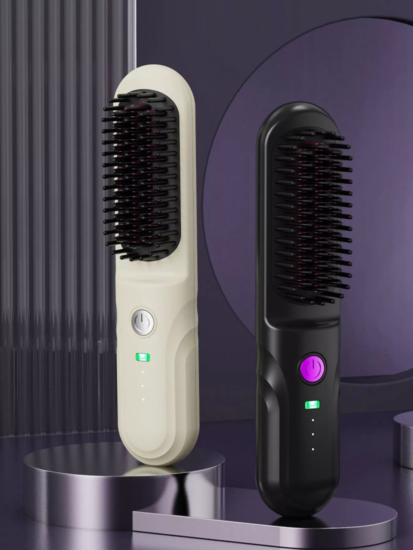 White portable heated straightening comb by Trendsi, featuring ergonomic design and adjustable temperature for easy styling.