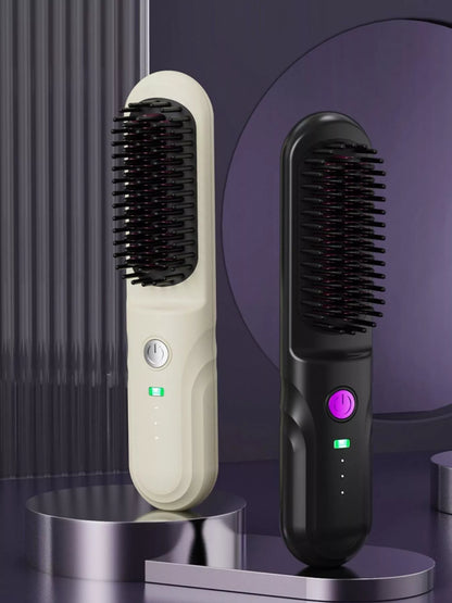 White portable heated straightening comb by Trendsi, featuring ergonomic design and adjustable temperature for easy styling.