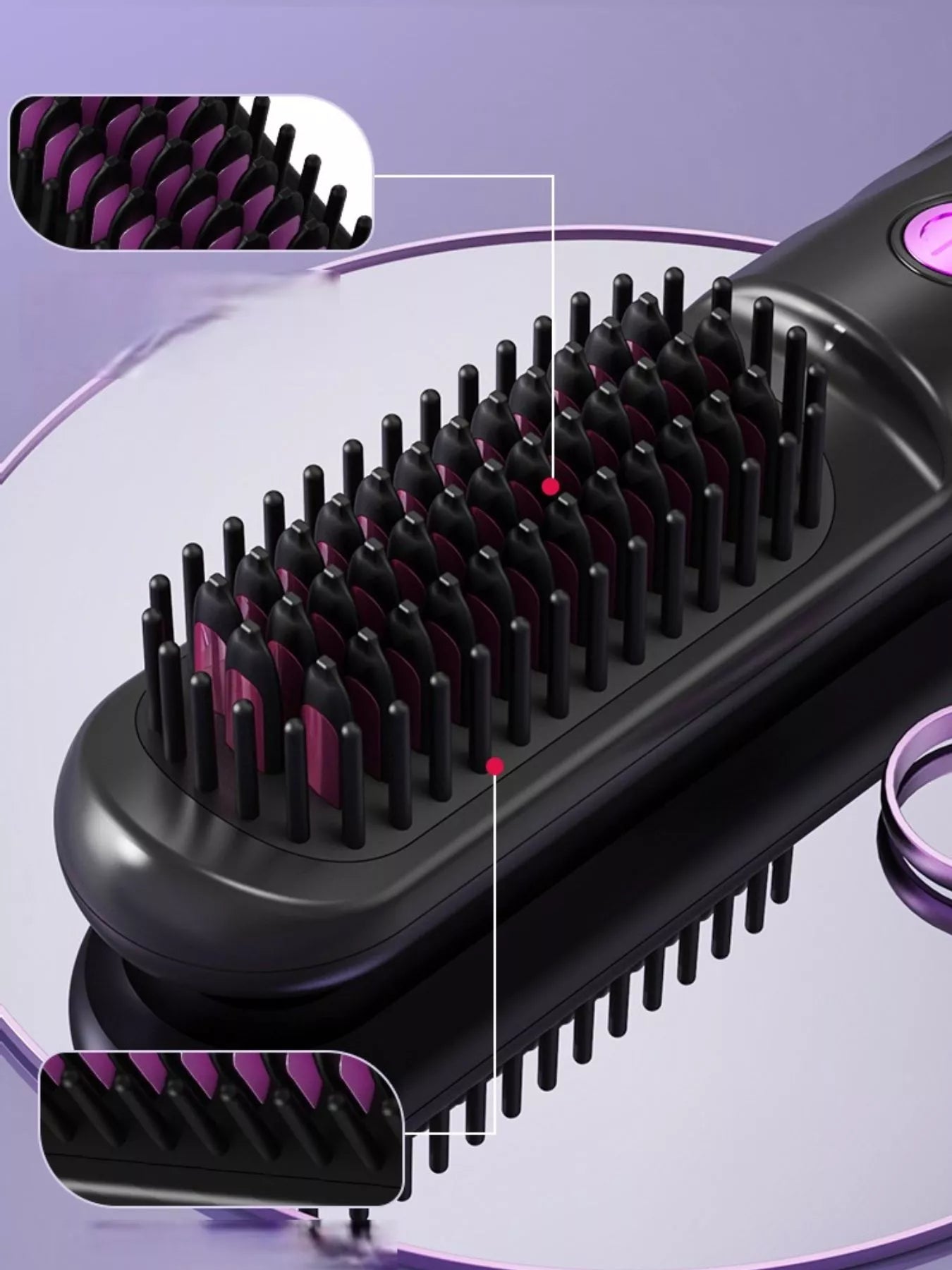 White portable heated straightening comb by Trendsi, with ceramic teeth for easy, quick styling on the go.
