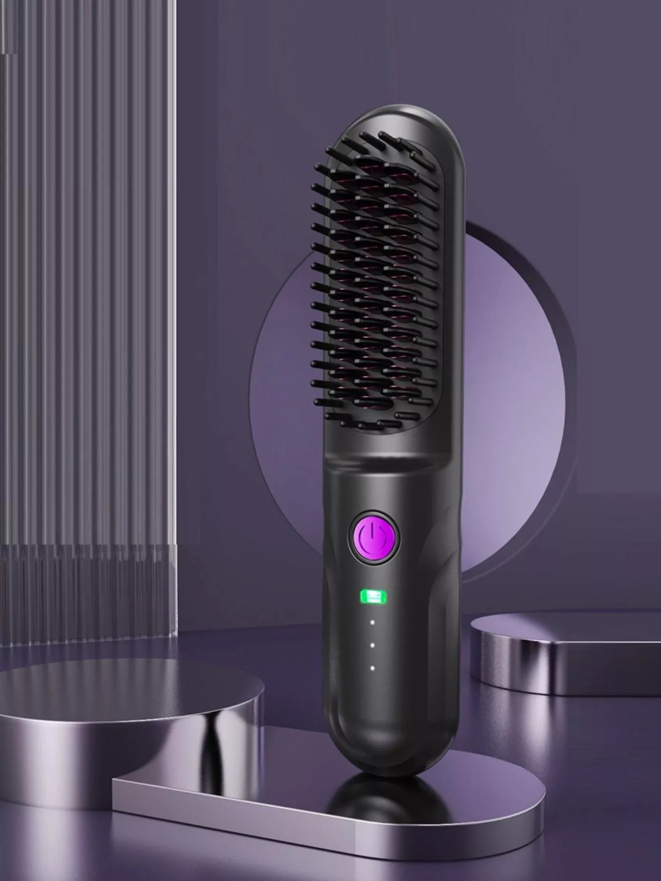 White portable heated straightening comb by Trendsi, with sleek design, for easy hair styling on the go.