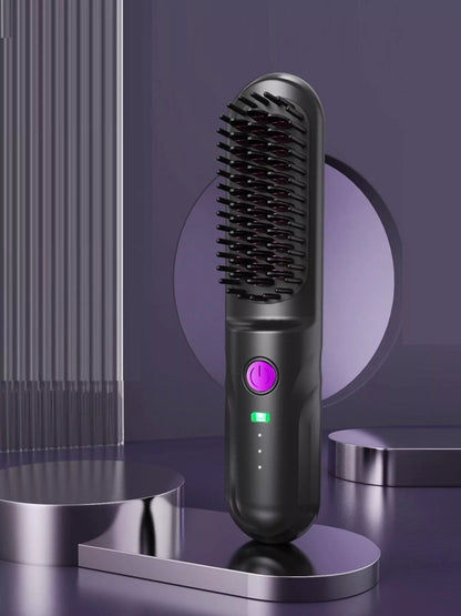 White portable heated straightening comb by Trendsi, with sleek design, for easy hair styling on the go.