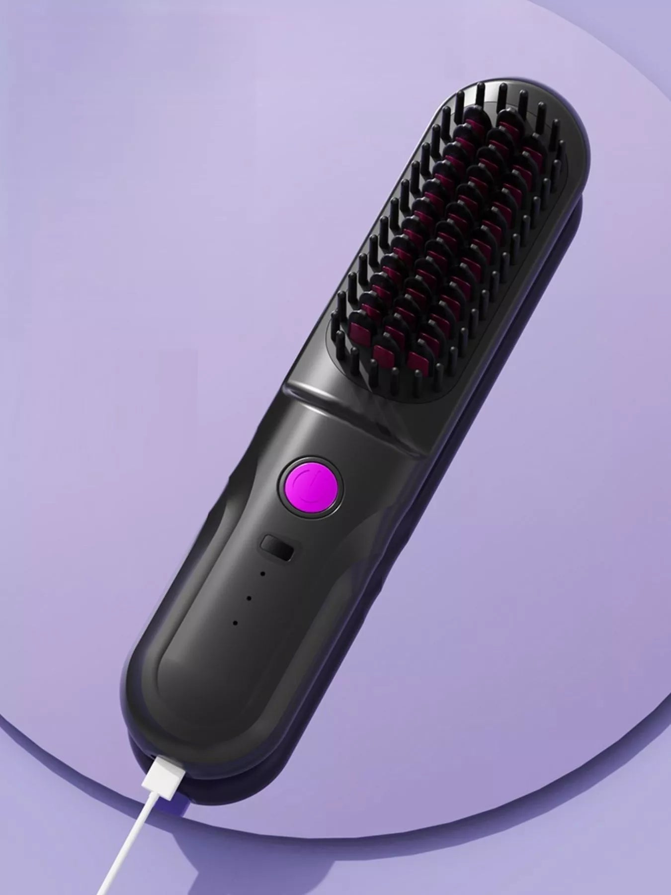 White portable heated straightening comb by Trendsi, compact styling tool with heated teeth for quick hair smoothing.