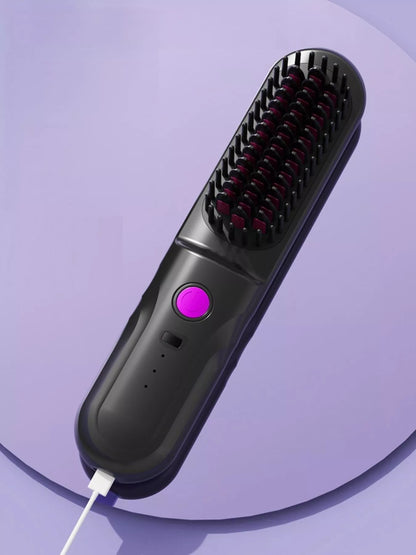 White portable heated straightening comb by Trendsi, compact styling tool with heated teeth for quick hair smoothing.