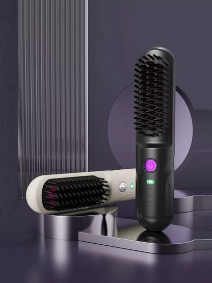 White portable heated straightening comb by Trendsi, compact design for quick hair styling and smoothing.