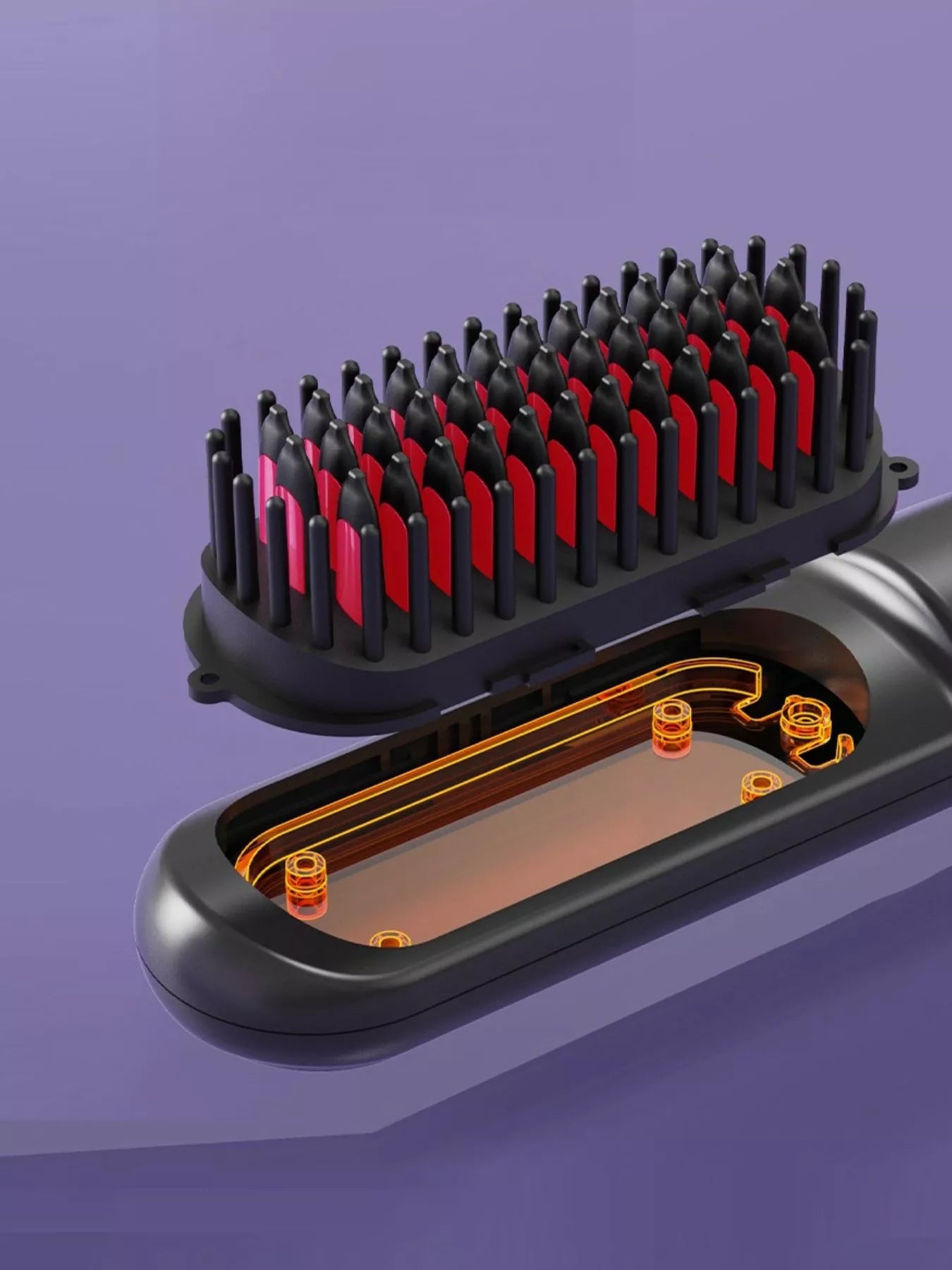 White portable heated straightening comb by Trendsi, compact hair styling tool with heated teeth for easy on-the-go straightening.