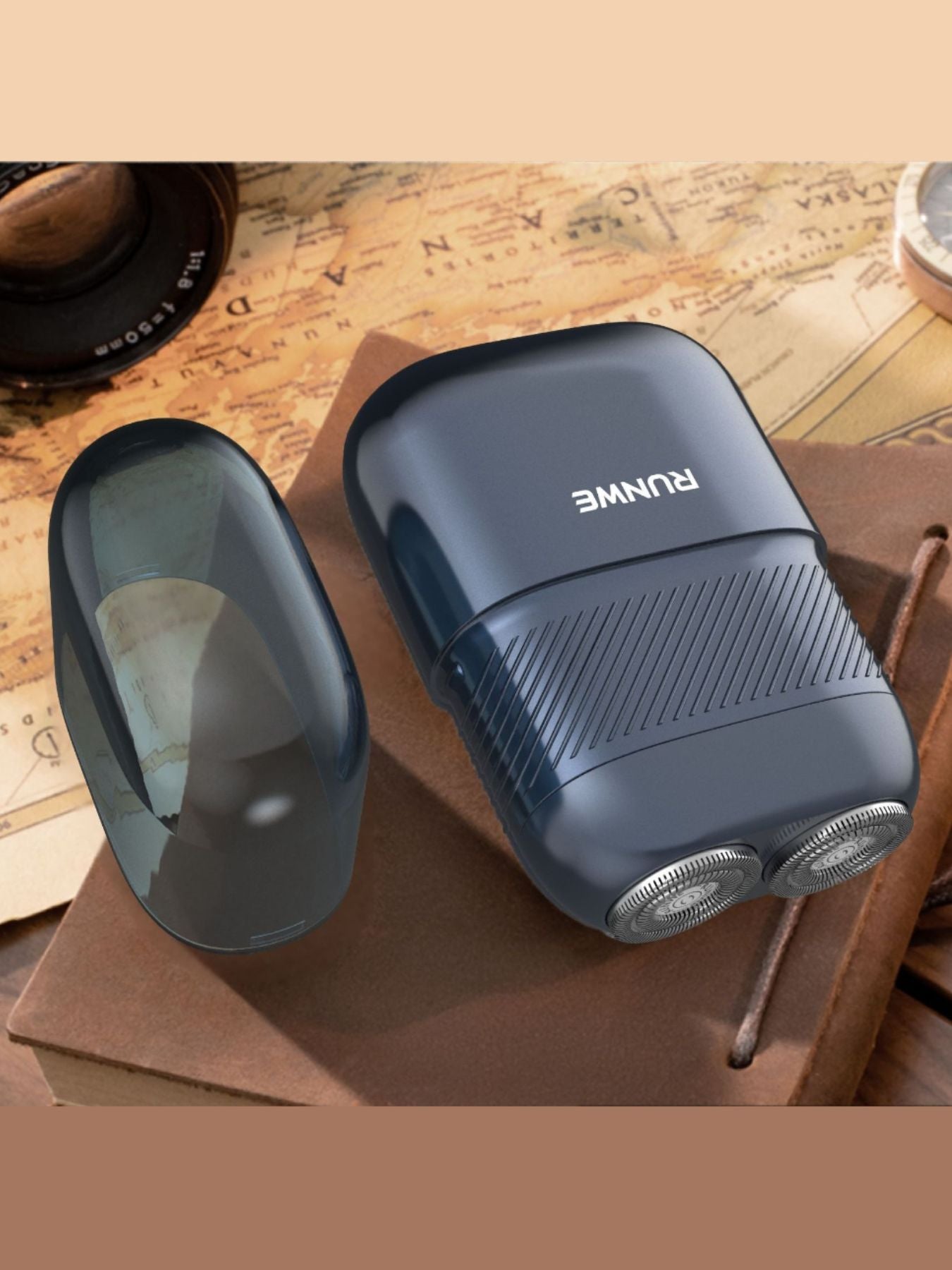 White portable mini electric shaver by Trendsi with compact design and ergonomic handle for easy grooming.