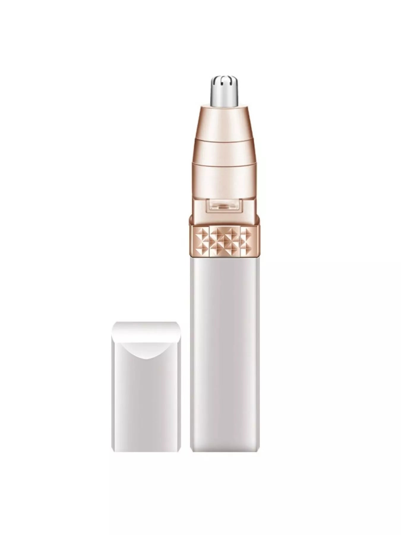 White portable nose hair trimmer by Trendsi with compact design for easy grooming and precise trimming.