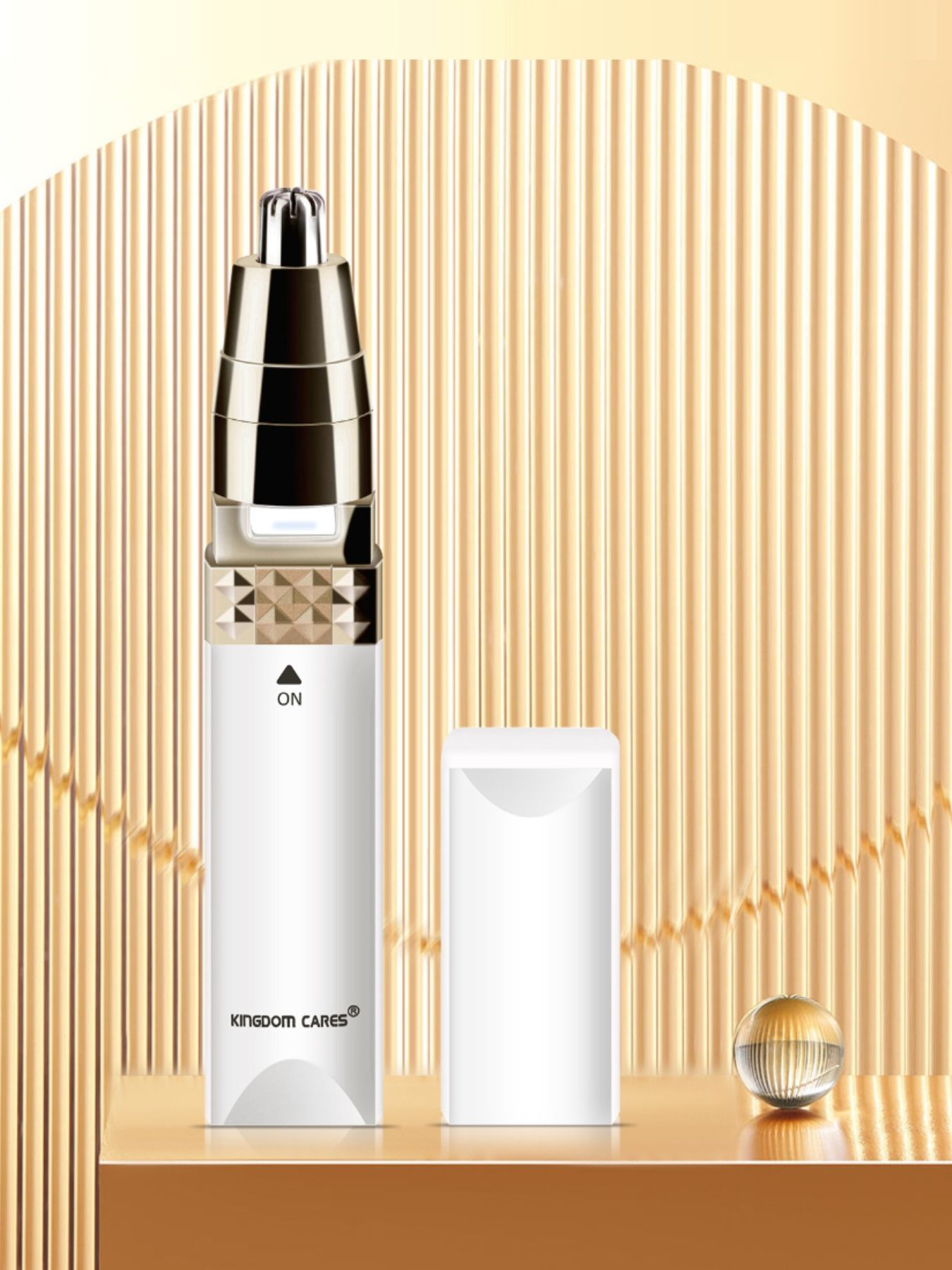 White portable nose hair trimmer by Trendsi, compact design for easy grooming, shown on a clean surface.