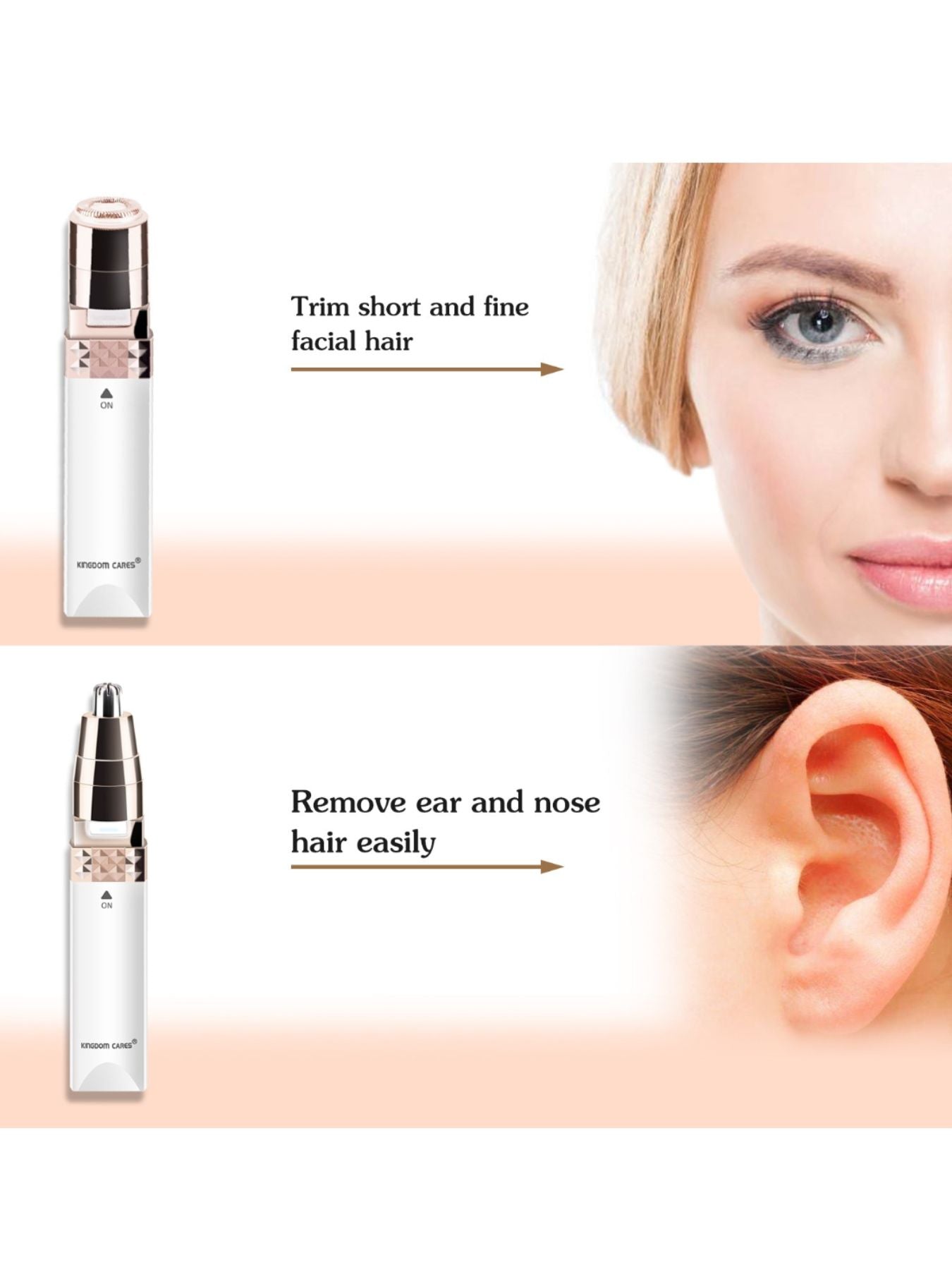 White portable nose hair trimmer by Trendsi, compact design with a precision trimming head for easy grooming.