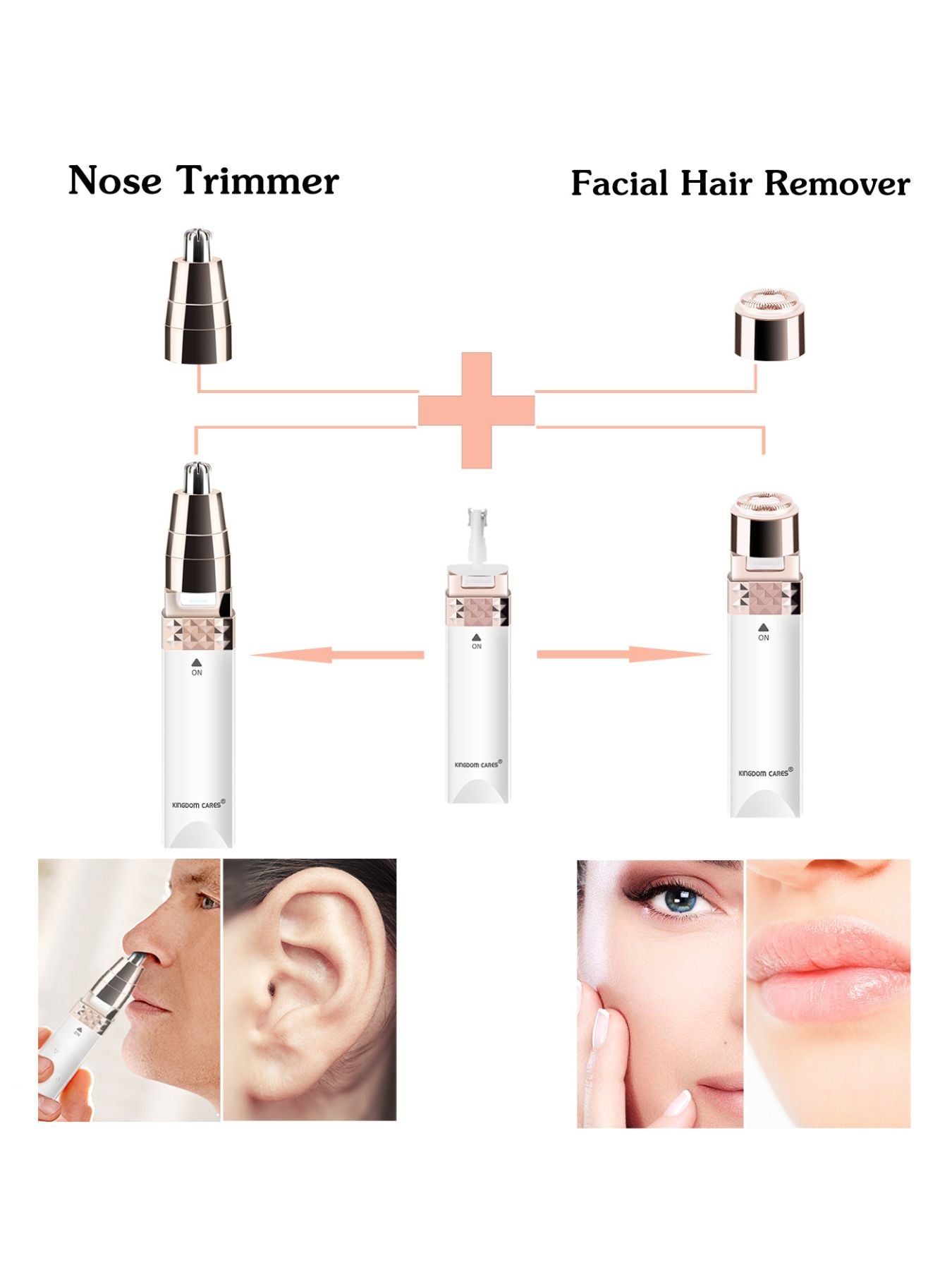 White portable nose hair trimmer by Trendsi, compact design with a grooming head for easy nose hair trimming.