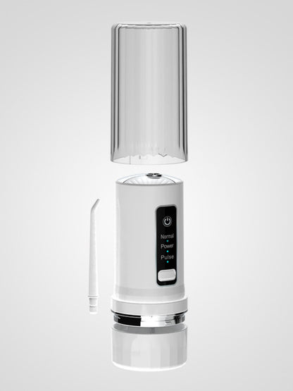 White portable rechargeable power dental flosser from Trendsi with compact design and easy-to-use water jet for oral hygiene.