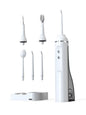 White portable water flosser with multiple nozzles by Trendsi, compact design for effective oral hygiene.