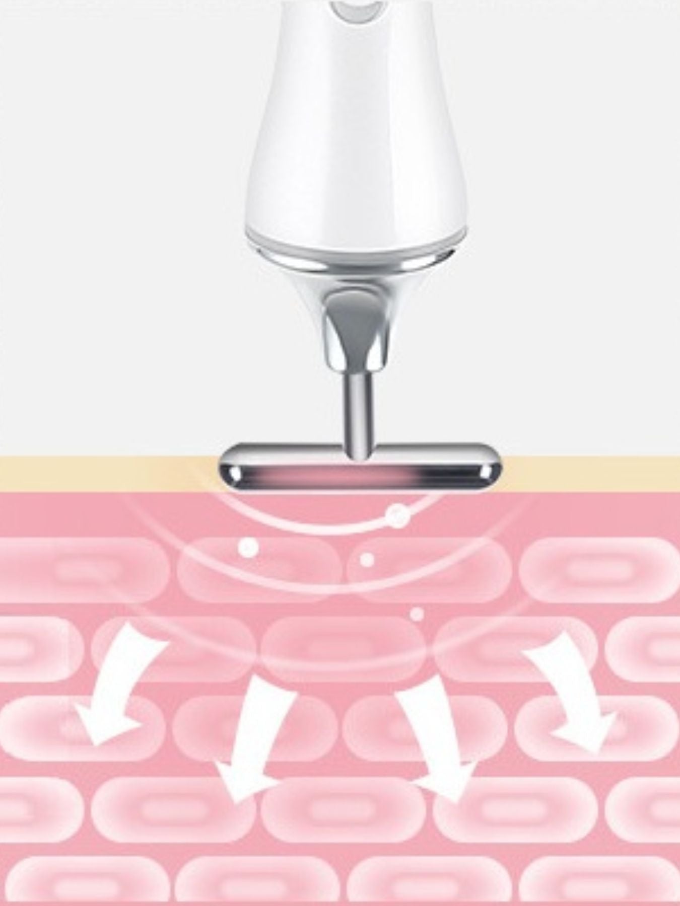 White T-shape microcurrent facial massager by Trendsi, used for skin lifting and toning, shown on a clean surface.