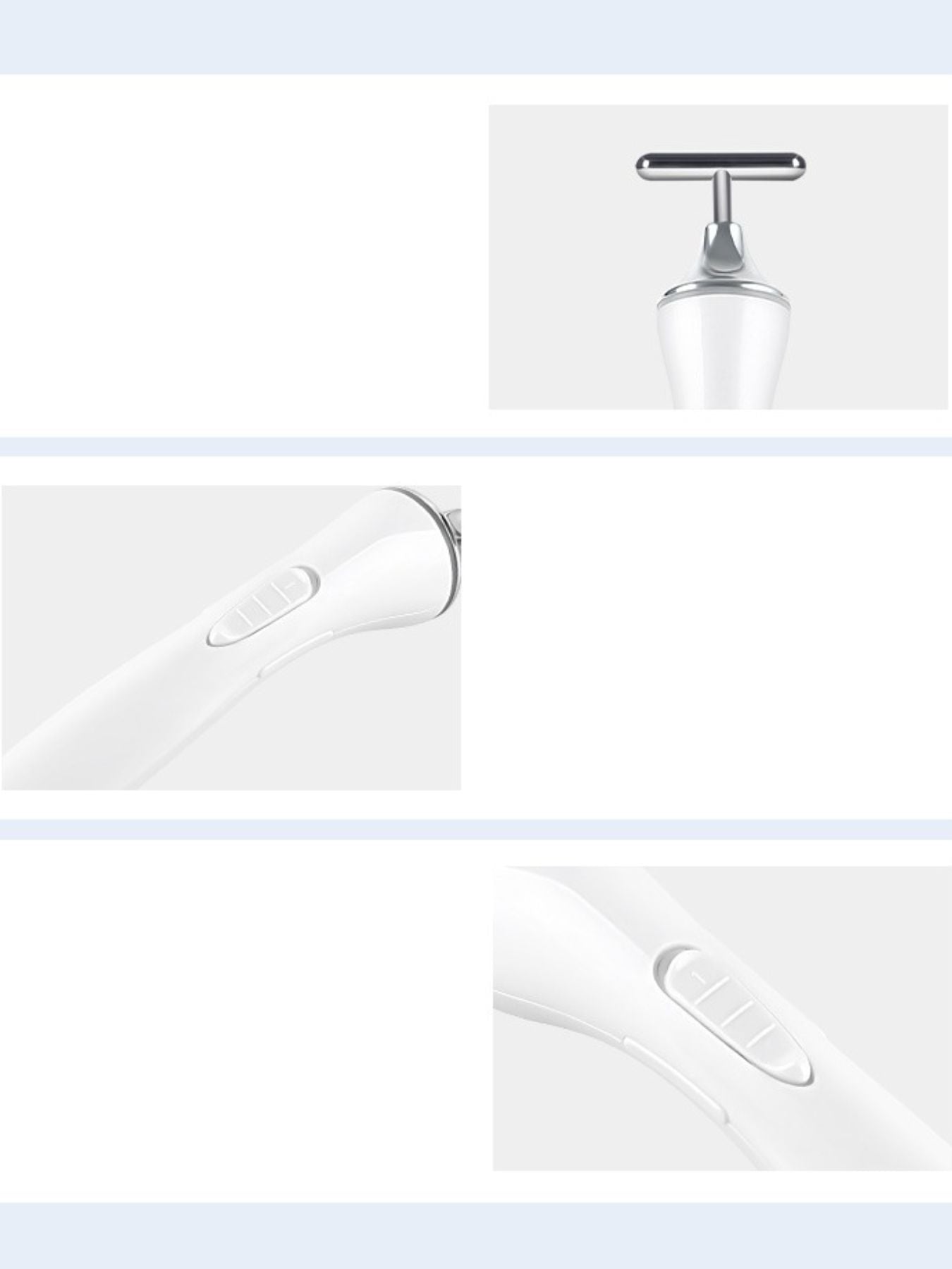 White T-shape microcurrent facial massager by Trendsi, a beauty device for skin toning and facial muscle stimulation.