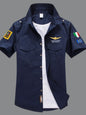 White men's full-size button-up short sleeve shirt by Trendsi, showcasing a classic fit and casual style in a plus size.