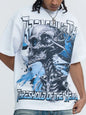 White men's skull graphic round neck T-shirt by Trendsi, featuring a bold skull design on soft, comfortable fabric.