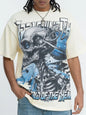 White men's skull graphic round neck T-shirt by Trendsi, featuring a bold skull design on soft cotton fabric.