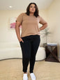 White wide waistband sports leggings by Trendsi featuring a comfortable, stretchy fit ideal for activewear and workouts.