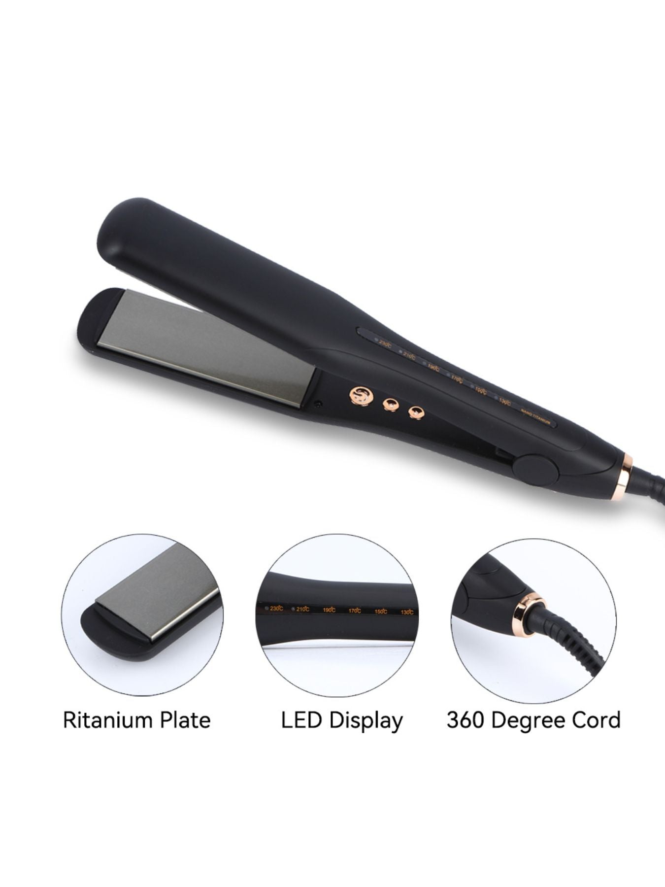 Trendsi adjustable temperature hair straightener with North American plug, sleek design, and ceramic plates for smooth styling.