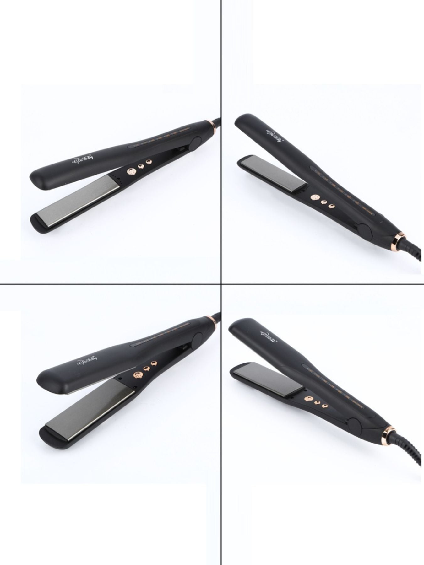 Adjustable temperature Trendsi hair straightener with wide North American plug and sleek black design for smooth styling.