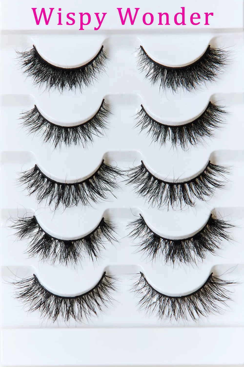 Trendsi SO PINK BEAUTY Mink Eyelashes Variety Pack with 5 pairs of wispy, natural-looking false eyelashes for a bold eye look.