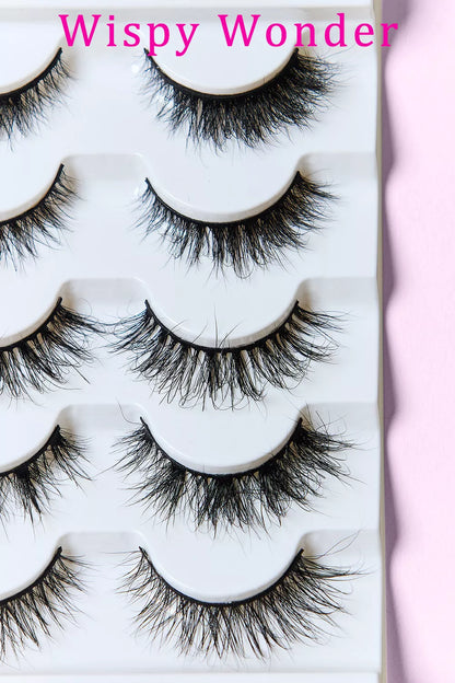 Trendsi SO PINK BEAUTY Mink Eyelashes Variety Pack with 5 pairs, wispy and natural-looking false eyelashes for a dramatic eye look.