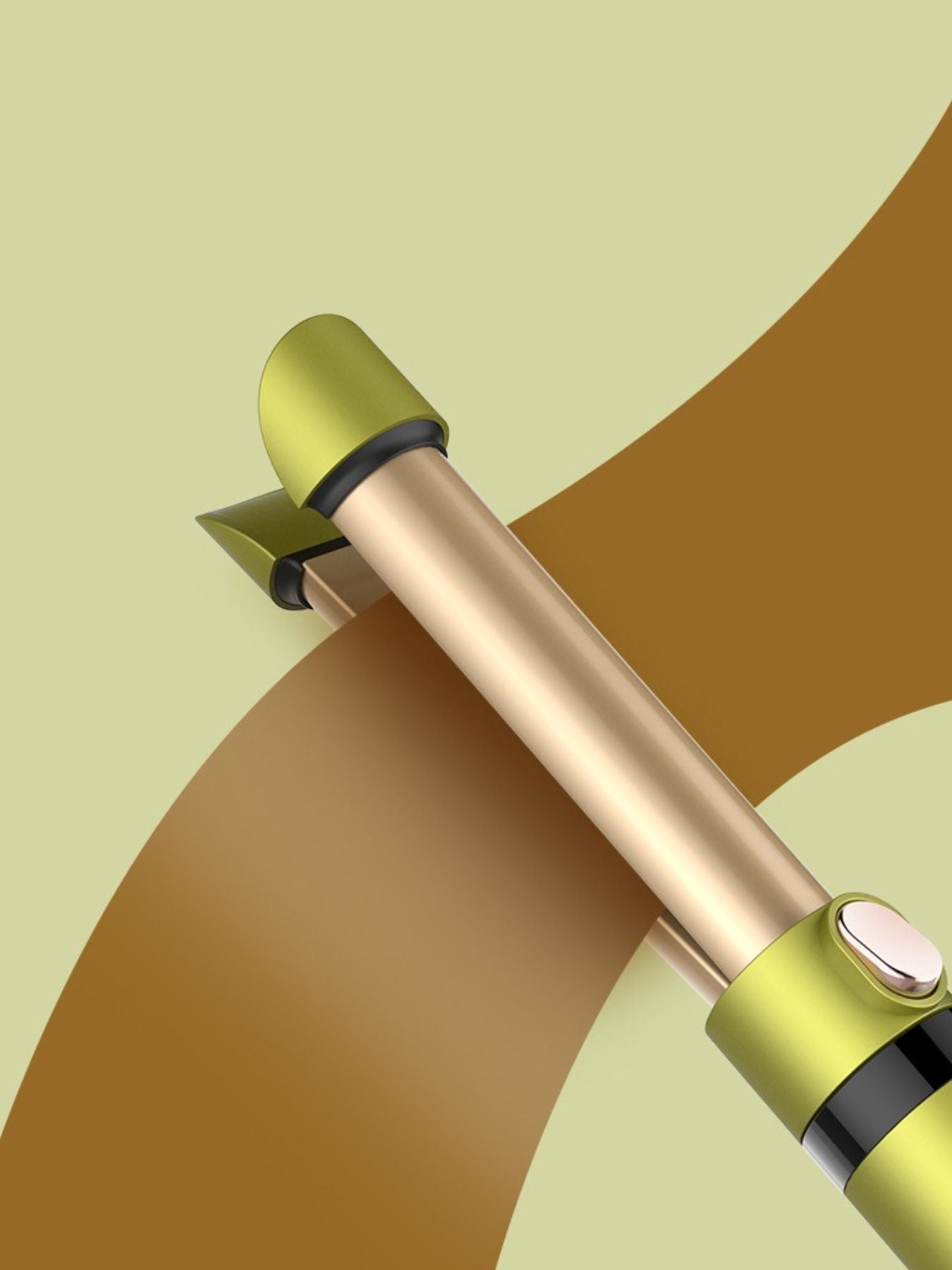 Yellow-green portable hair curling iron from Trendsi, compact design for easy styling on the go.