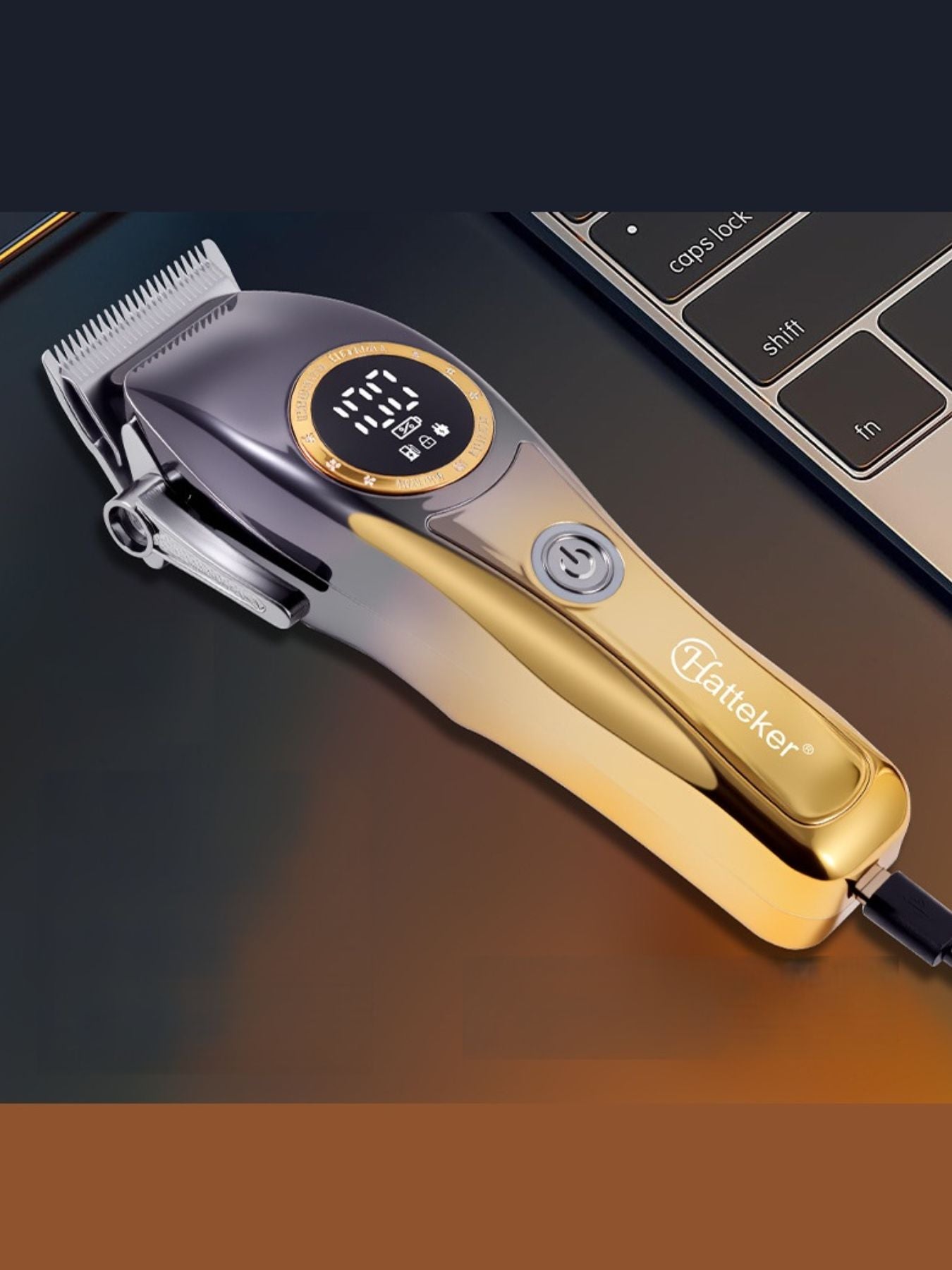 Yellow cordless hair clipper by Trendsi with a sleek design, perfect for easy, cordless hair cutting.