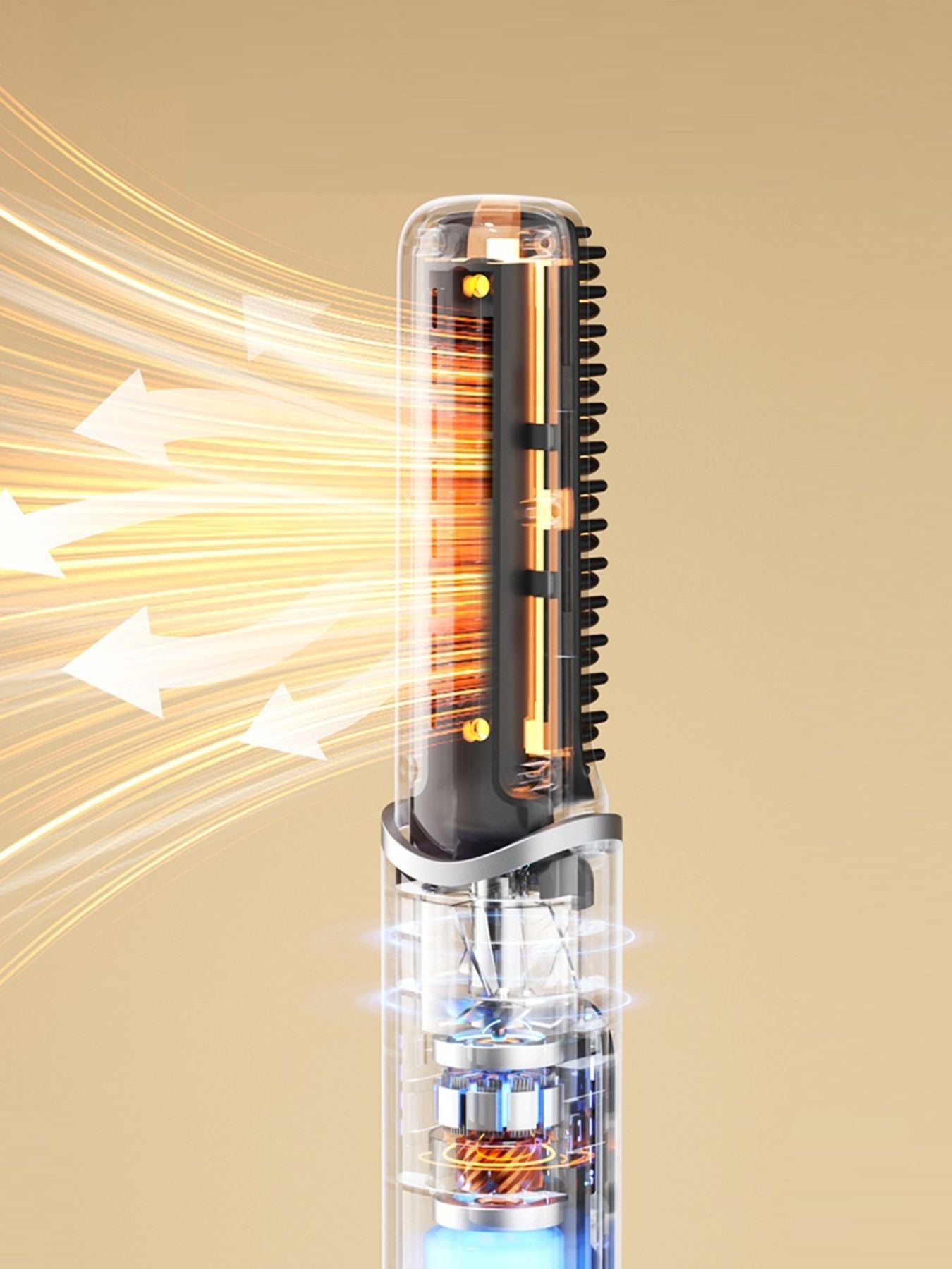 Yellow Trendsi fast heating hair straightening comb with ceramic plates and ergonomic handle, ready for styling.