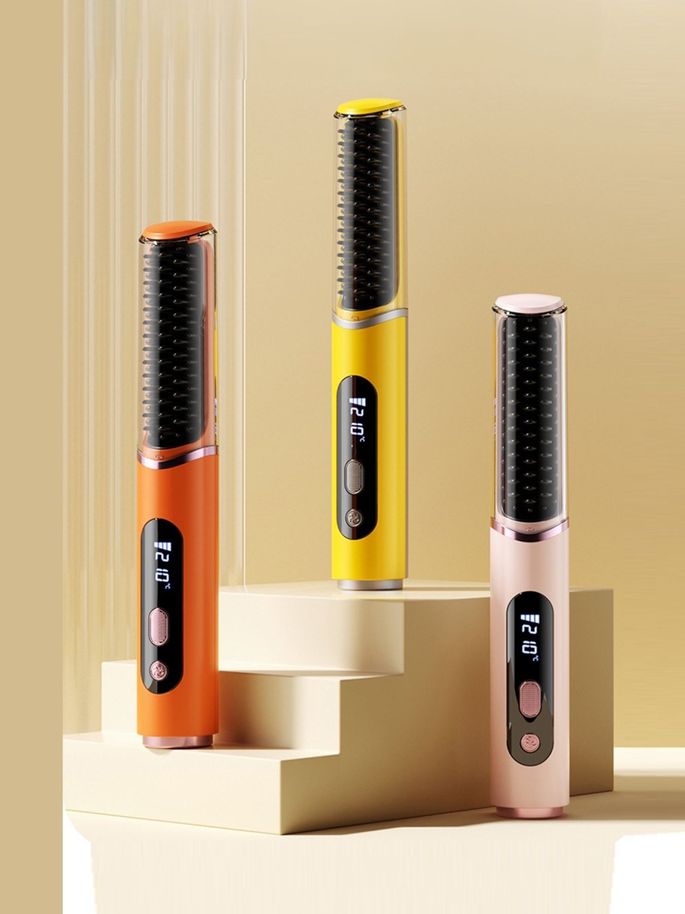 Yellow Trendsi fast heating hair straightening comb with wide teeth and sleek design for quick, smooth hair styling.
