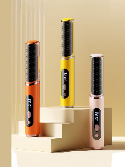 Yellow Trendsi fast heating hair straightening comb with wide teeth and sleek design for quick, smooth hair styling.