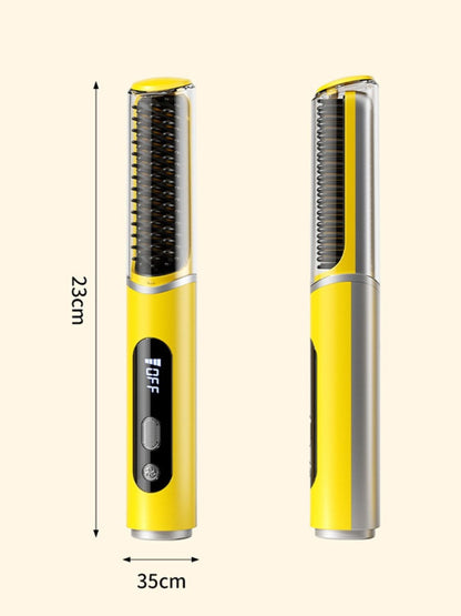 Yellow Trendsi fast heating hair straightening comb with temperature control and wide teeth for smooth, sleek hair styling.