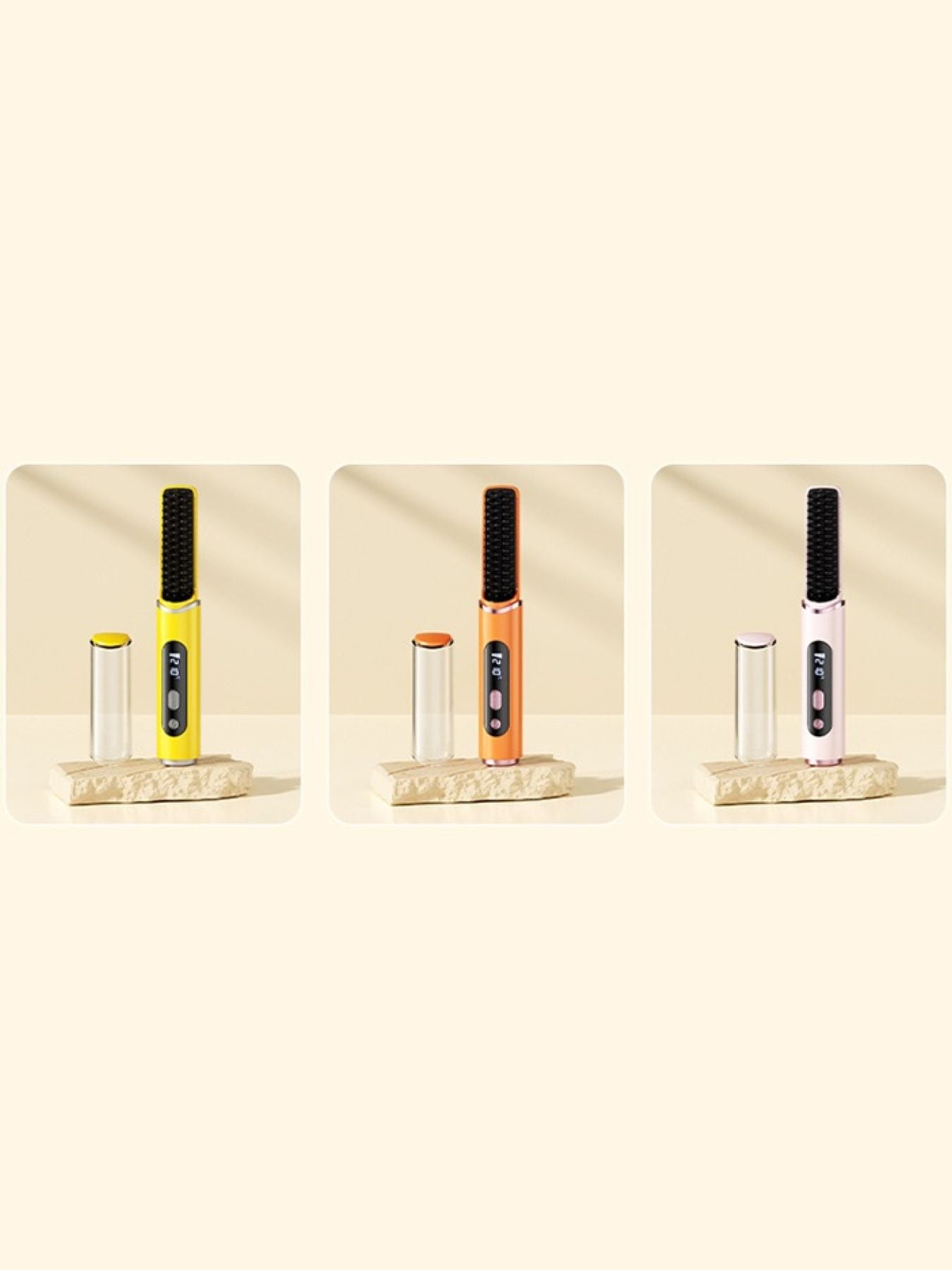 Yellow Trendsi fast heating hair straightening comb with wide teeth for smooth, sleek hair styling.