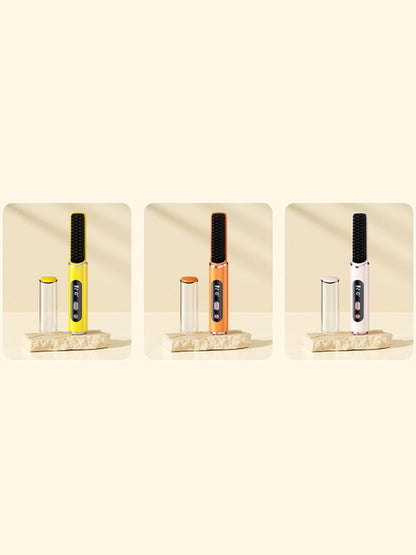 Yellow Trendsi fast heating hair straightening comb with wide teeth for smooth, sleek hair styling.