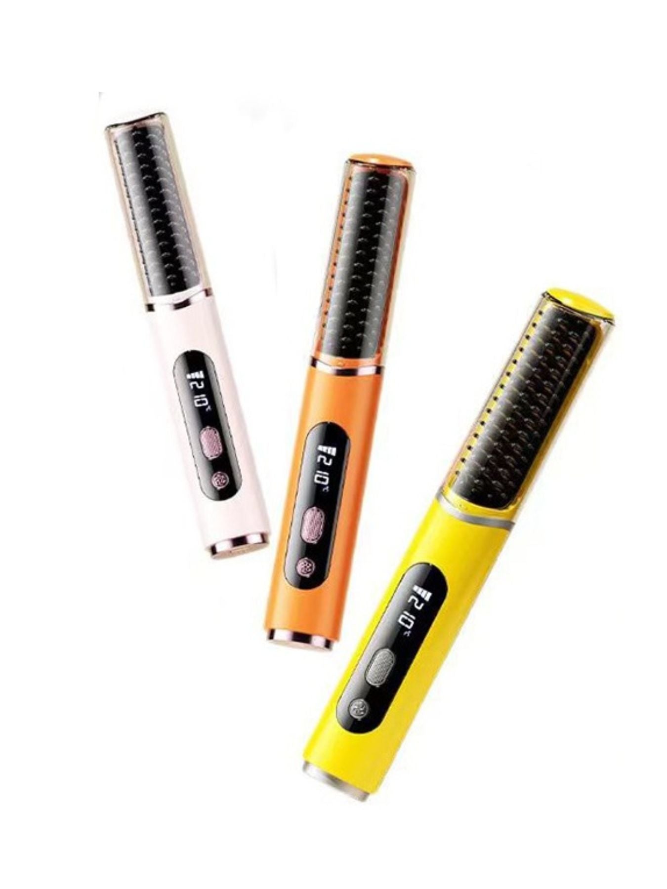 Yellow Trendsi fast heating hair straightening comb with wide teeth, designed for quick, easy hair styling.
