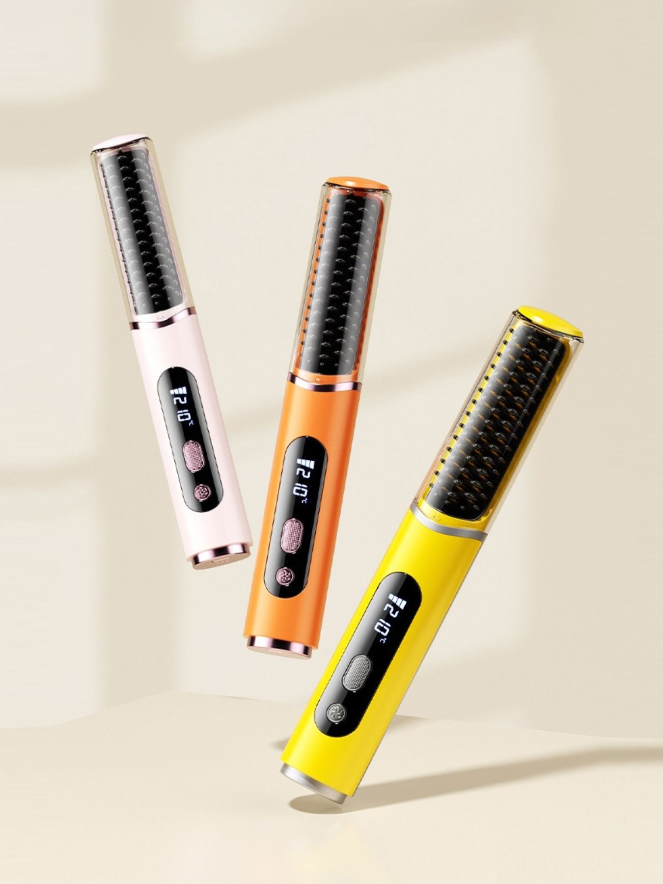 Yellow Trendsi fast heating straightening comb with wide teeth for quick, smooth hair styling.