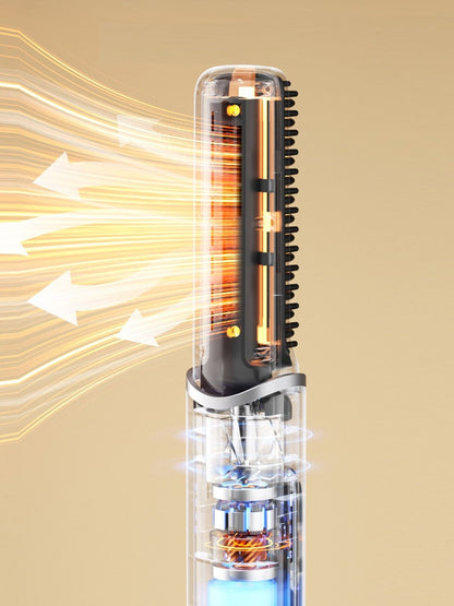 Yellow Trendsi fast heating straightening comb with wide teeth for quick, smooth hair styling.