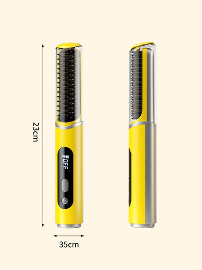 Yellow Trendsi fast heating straightening comb with wide teeth and ergonomic handle for easy hair styling.