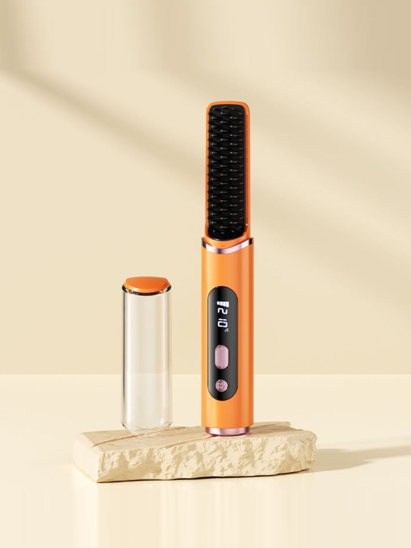 Yellow Trendsi fast heating straightening comb with wide teeth for quick, easy hair styling and smoothing.