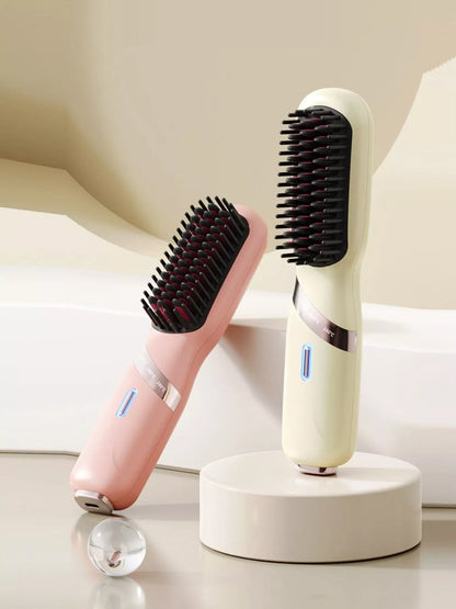 Yellow Trendsi heated hair straightening comb with adjustable temperature settings, designed for smooth, straight hair styling.